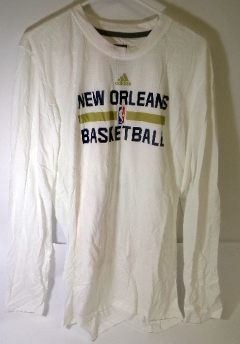 New Orleans Pelicans Team Issue White Long Sleeve Basketball Training Shirt Size XLT