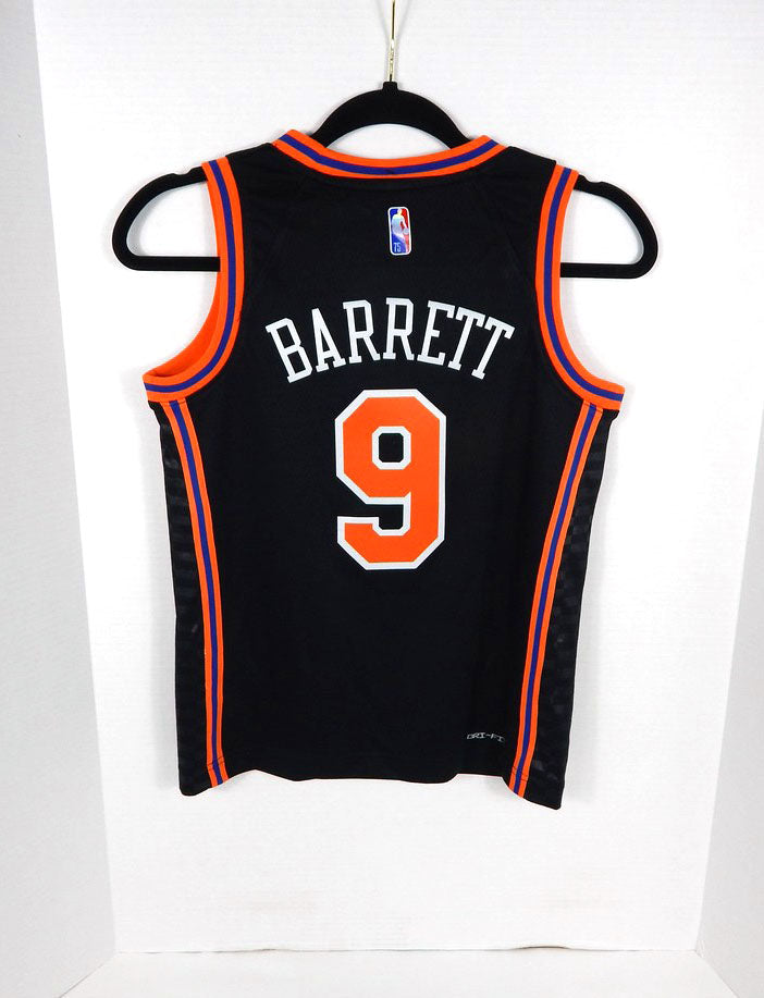 2021-22 Youth New York Knicks RJ Barrett #9 Swingman Black Jersey Nike S Pic2