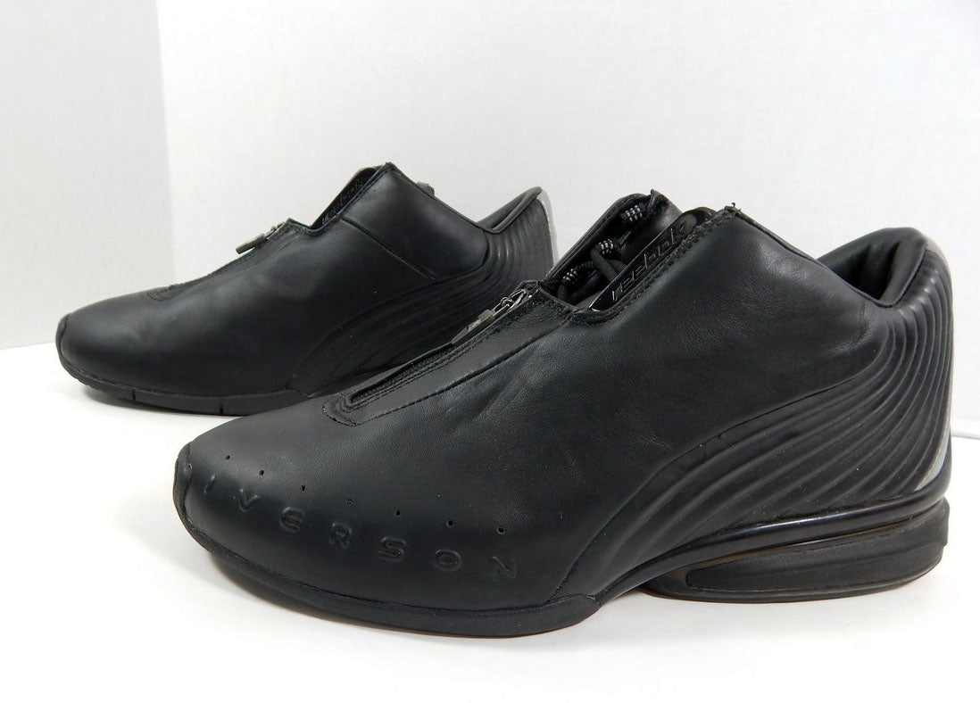 76ers Reebok Allen Iverson Player Issued Zipper Midtop Blk Basketball Shoes 11.5 Pic2