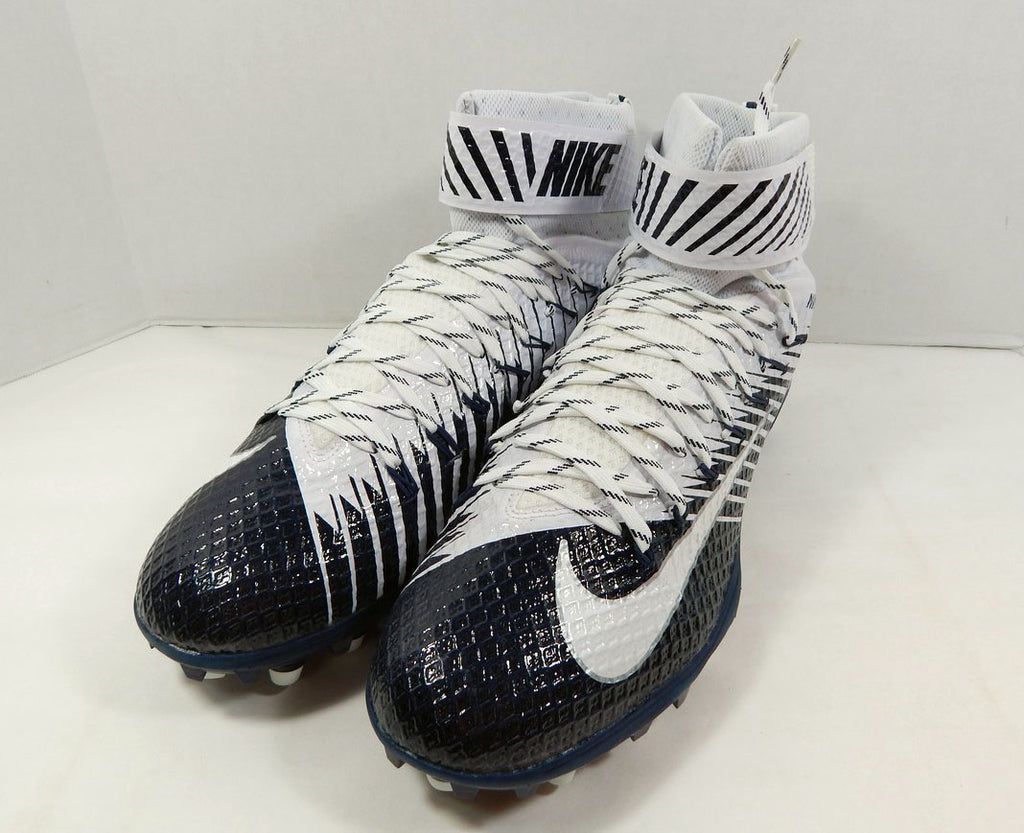 2016 Utah State Aggies Nike Lunarbeast Elite TD CF White/Navy Football Cleats 16 Pic2
