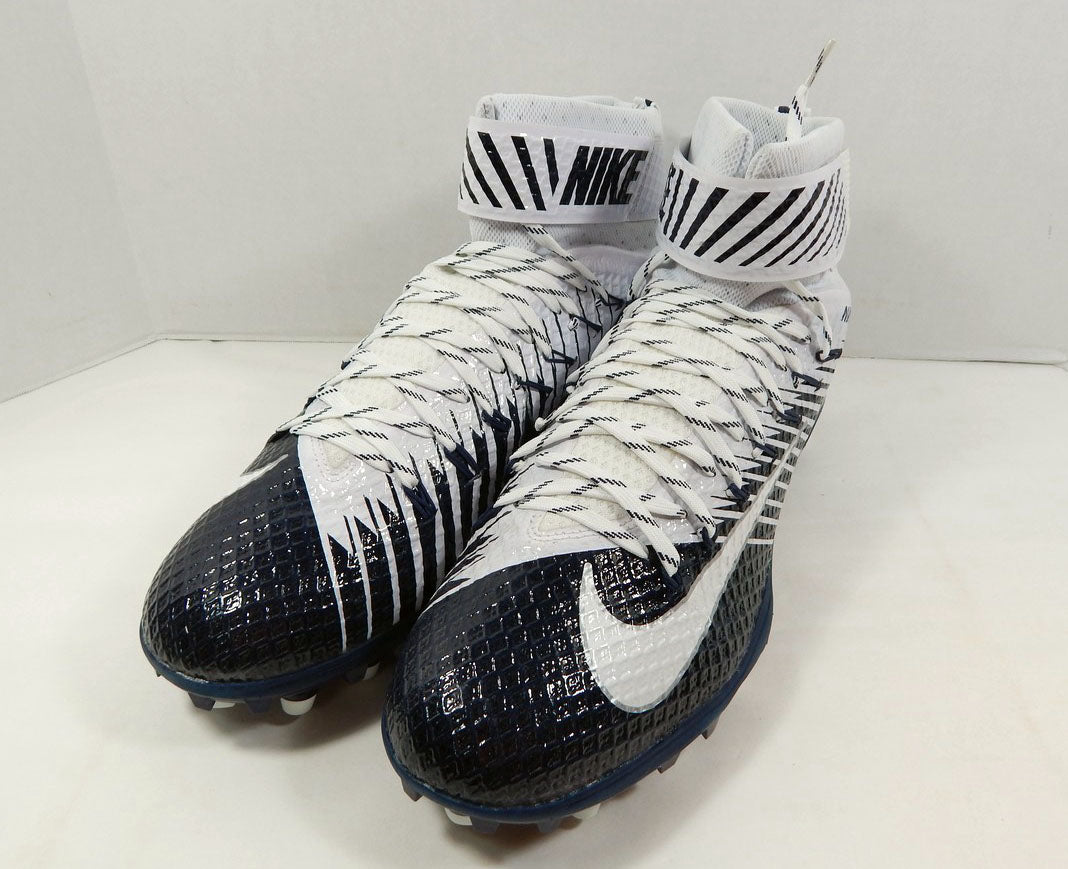 2016 Utah State Aggies Nike Lunarbeast Elite TD CF White/Navy Football Cleats 16 Pic2