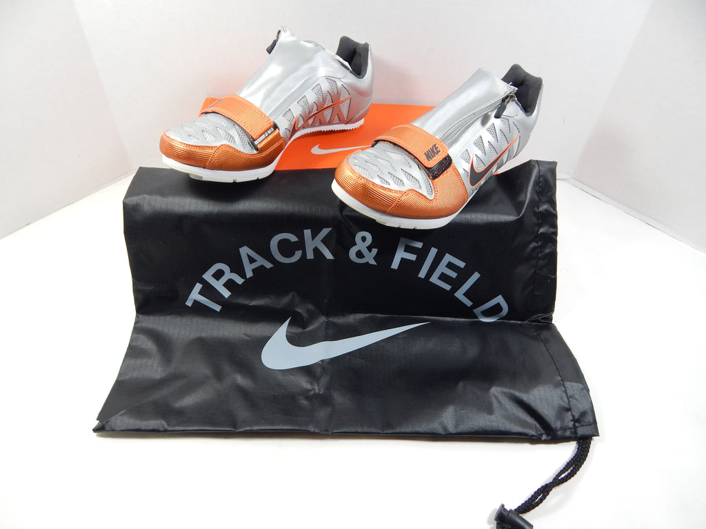 Utah State Aggies Nike Zoom LJ 4 Silver/Orange Field Spikes Size 7.5