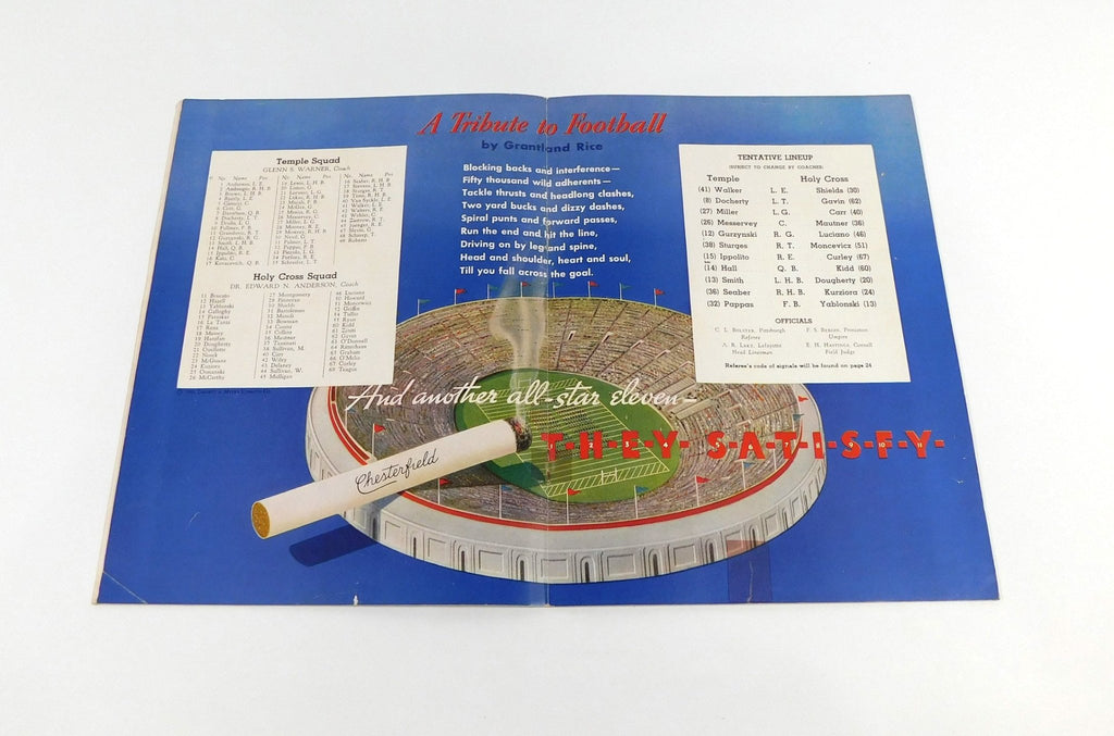 1936 Temple vs Holy Cross College Football Program 10-31-36 - DA059663