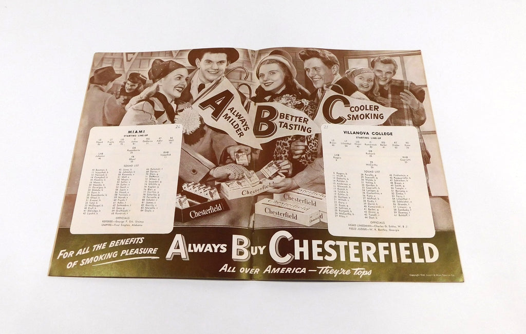 1946 Villanova vs Miami Florida College Football Program 11-1-46 - DA060237