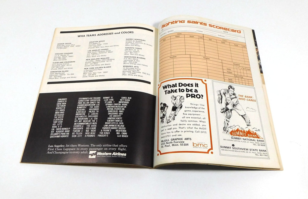 1973-74 Edmonton Oilers at Minnesota Fighting Saints WHA Hockey Program 4-14-74 - 204348S