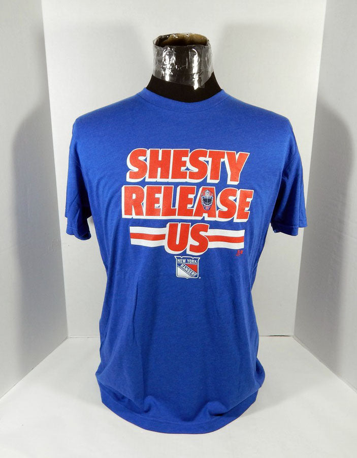 2021-22 BreakingT New York Rangers Shesty Release T Shirt Blue Size L