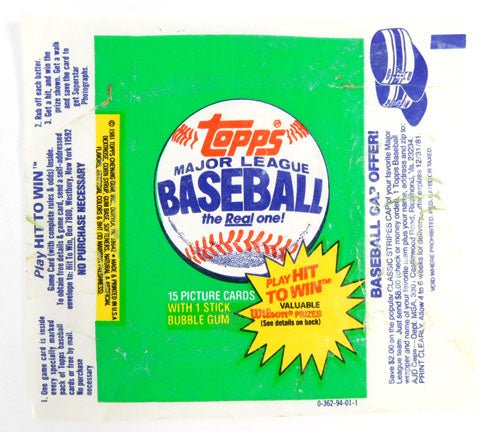 1981 Topps Baseball Wax Wrapper ~ Baseball Cap Offer Variations - 4502626S