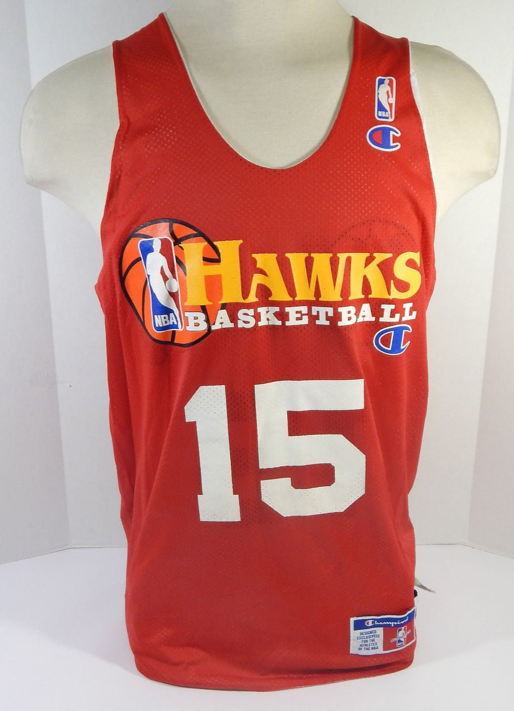 1990s Atlanta Hawks #15 Game Issued Red White Practice Jersey XL DP30020 - DP30020
