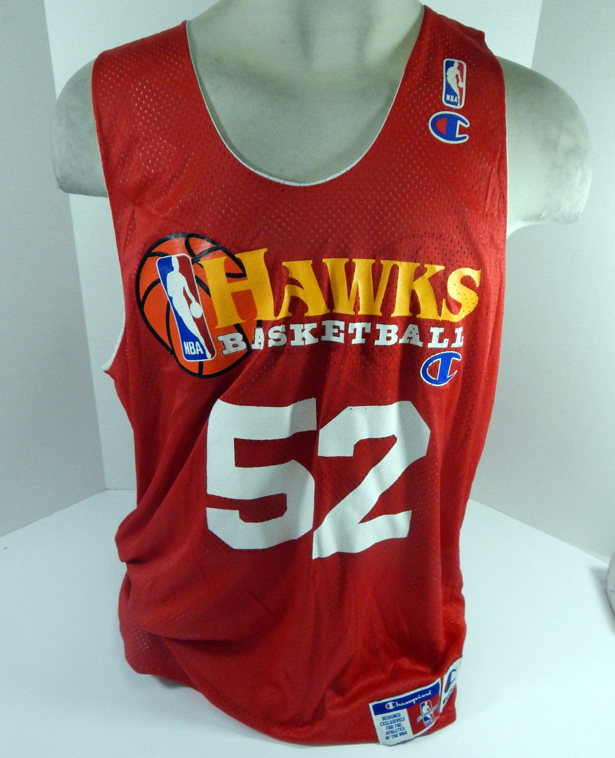1990s Atlanta Hawks #52 Game Issued Red White Practice Jersey 3XL DP62098 - DP62098