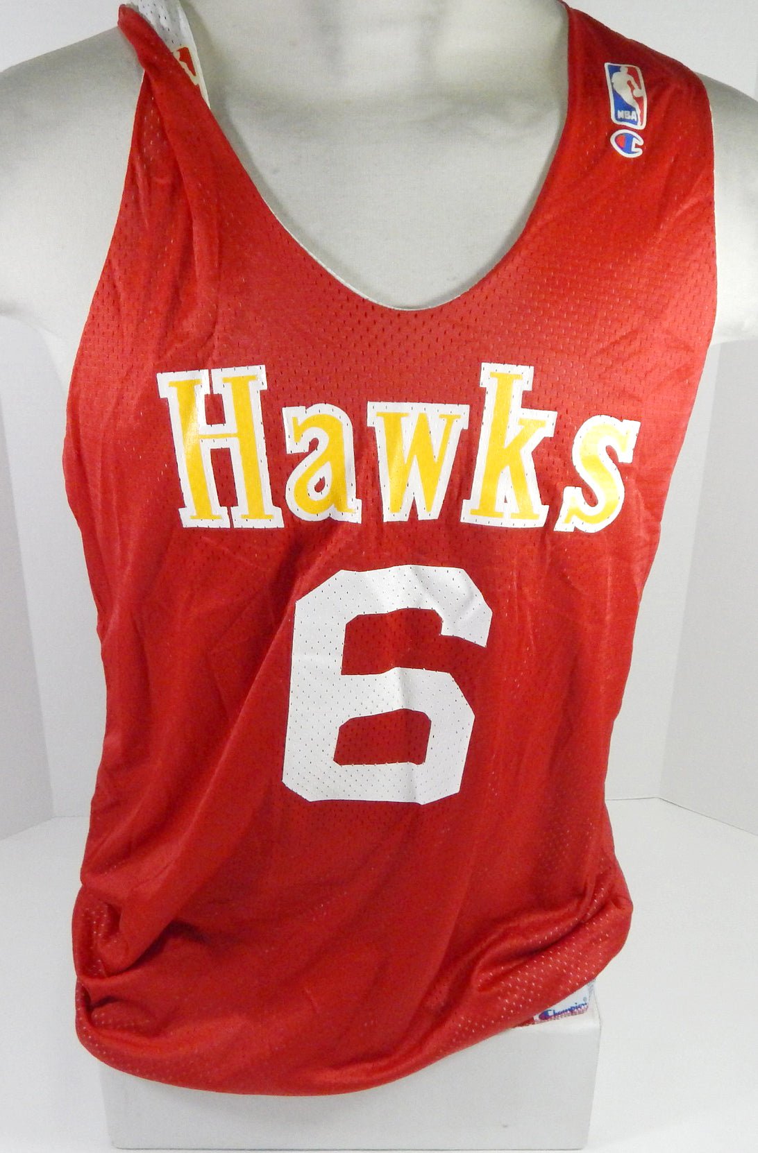 1990s Atlanta Hawks #6 Game Issued Red Practice Jersey L DP58451 - DP58451