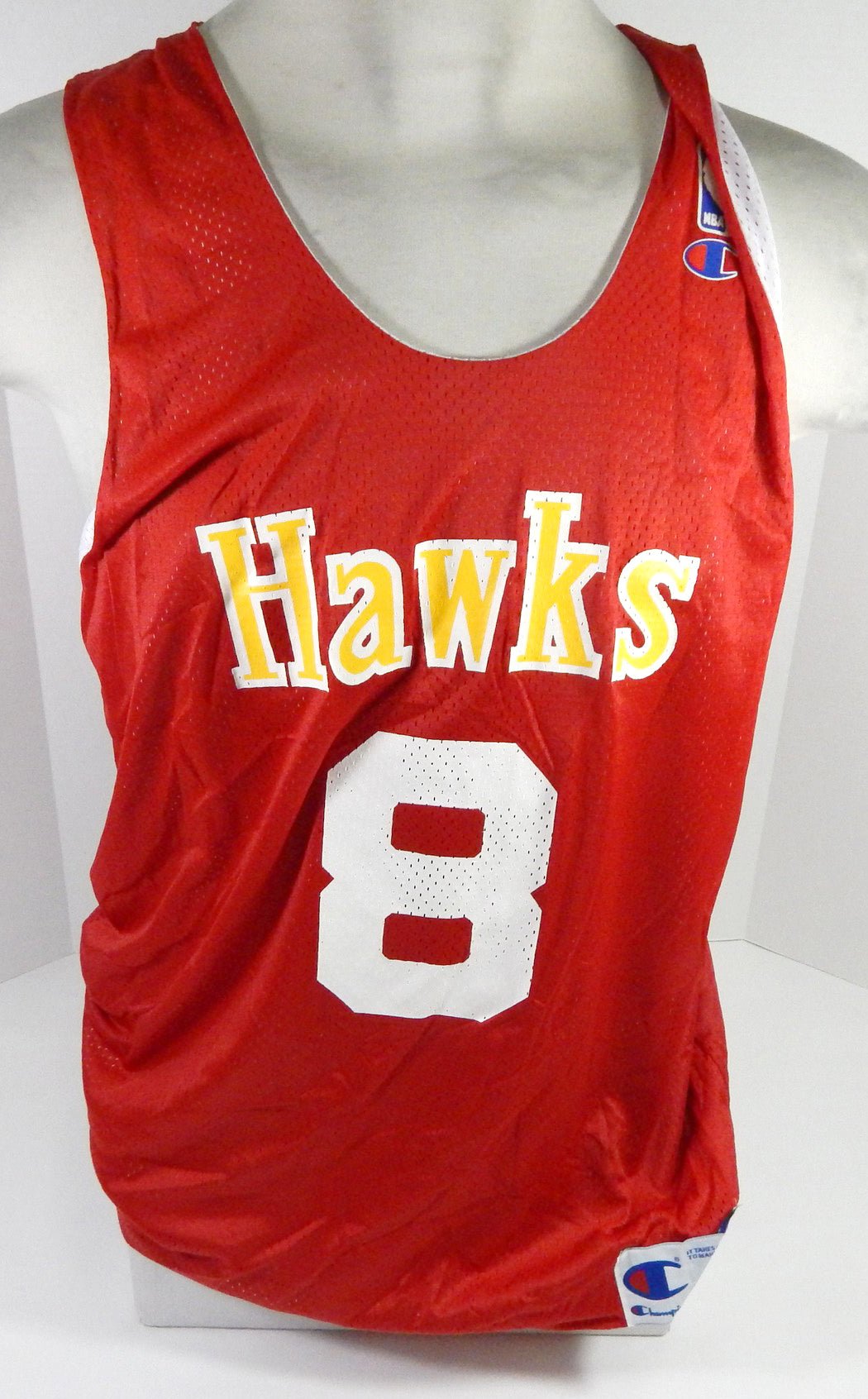 1990s Atlanta Hawks #8 Game Issued Red Practice Jersey XL DP58430 - DP58430