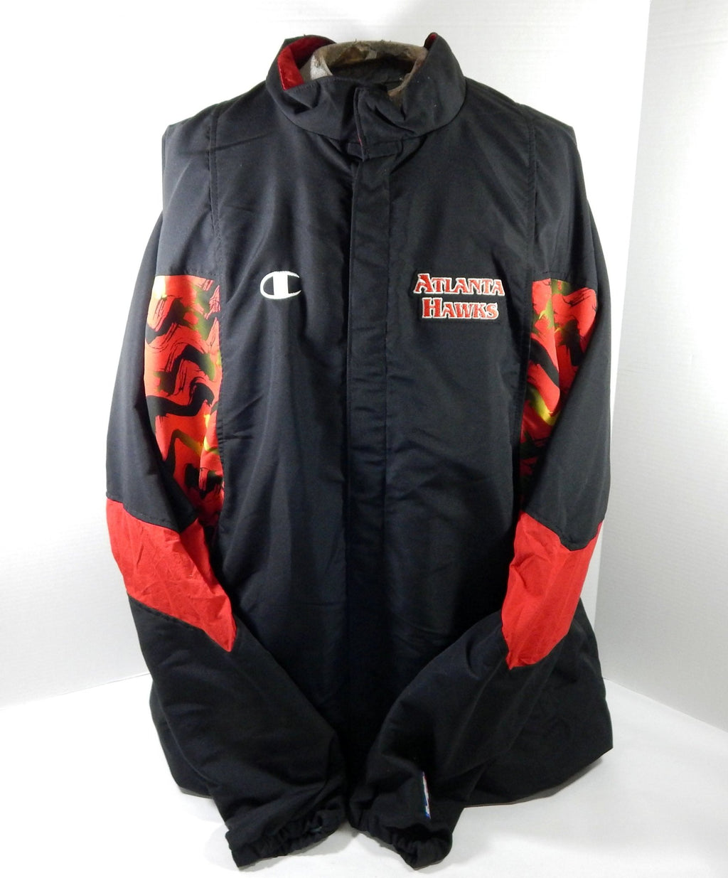 1990s Atlanta Hawks Game Issued Black Warm Up Jacket 52 DP60239 - DP60239