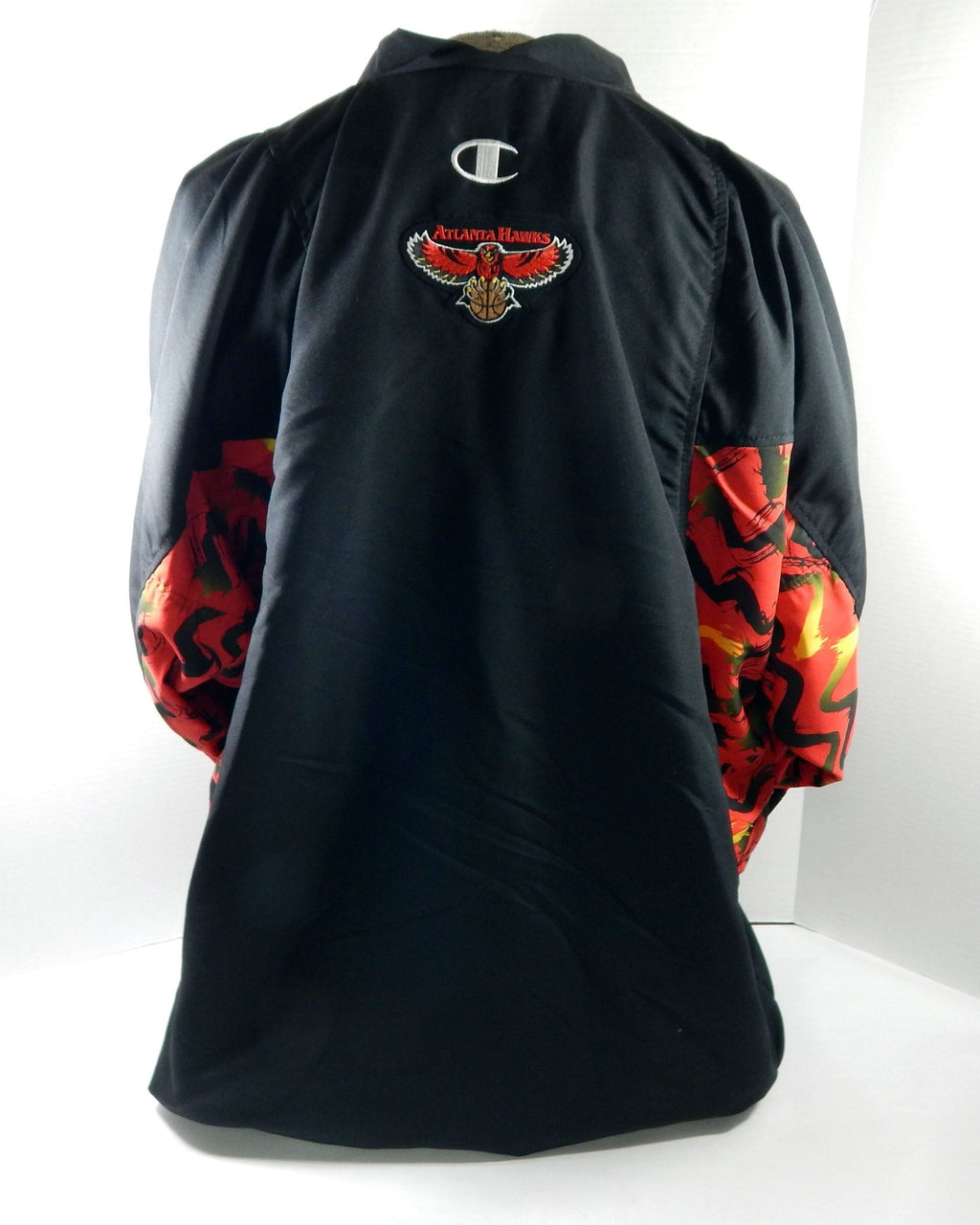 1990s Atlanta Hawks Game Issued Black Warm Up Jacket 52 DP60239 - DP60239
