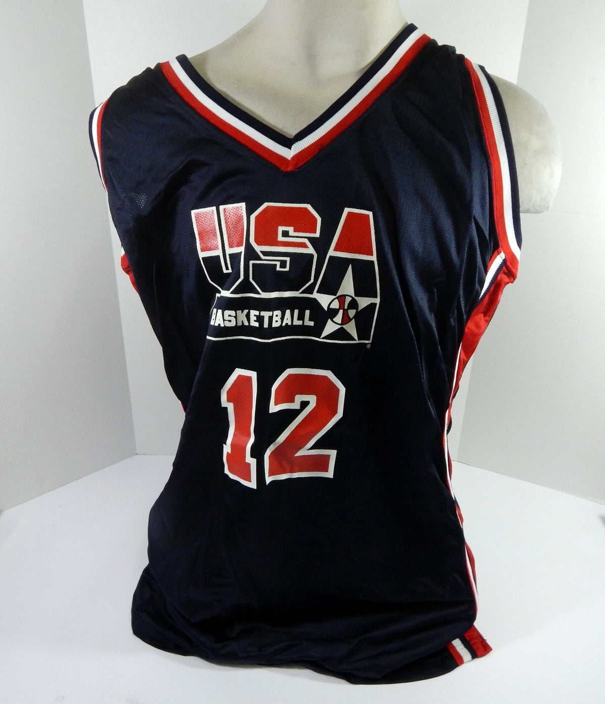 1990s Team USA Basketball #12 Game Issued Navy Jersey 24 DP55786 - DP55786