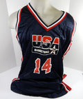 1990s Team USA Basketball #14 Game Issued Navy Jersey 24 DP55806 - DP55806