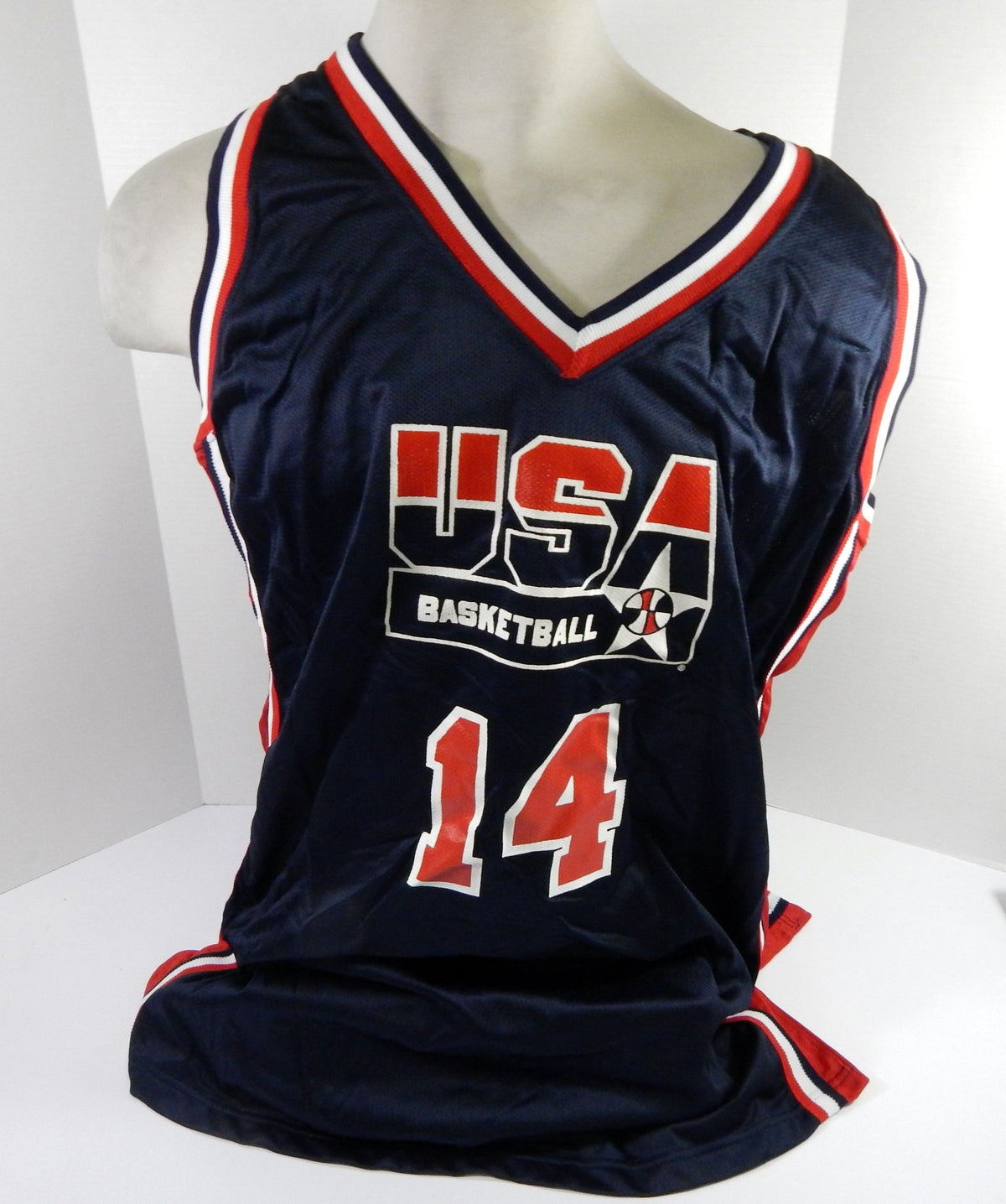 1990s Team USA Basketball #14 Game Issued Navy Jersey 24 DP55806 - DP55806