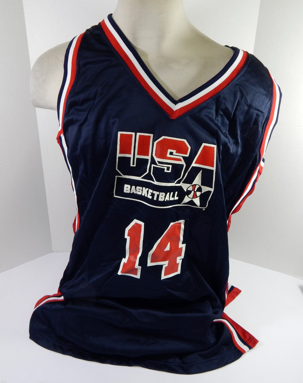 1990s Team USA Basketball #14 Game Issued Navy Jersey 24 DP55806 - DP55806