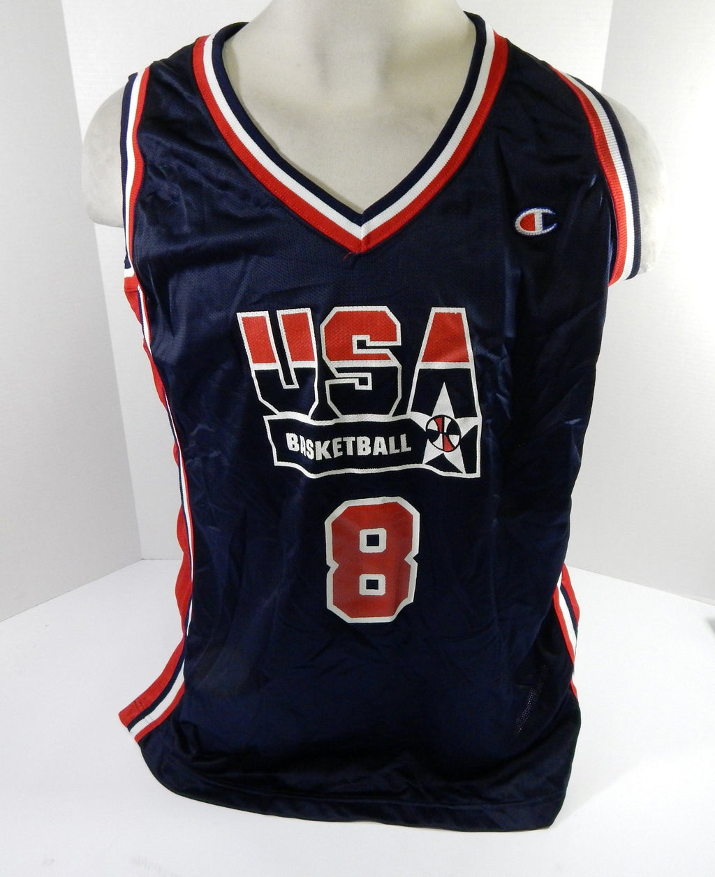 1990s Team USA Basketball #8 Game Issued Navy Jersey 20 DP55808 - DP55808