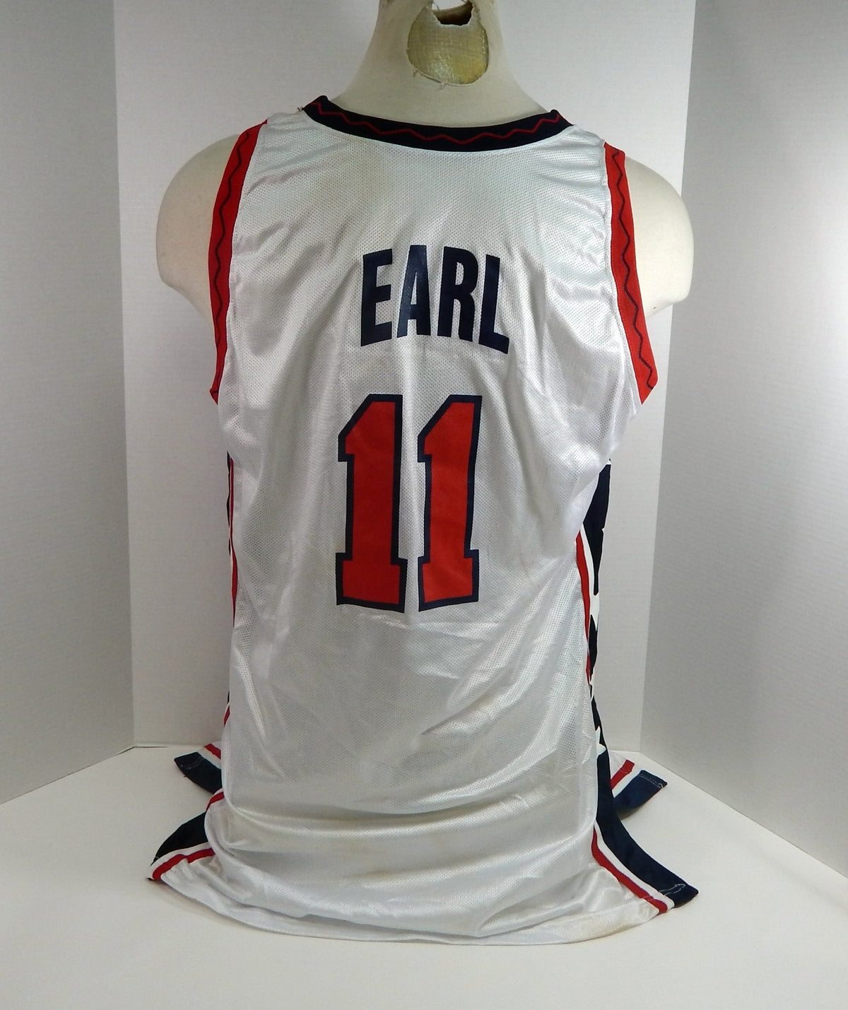 1990s Team USA Basketball Earl #11 Game Issued White Jersey 50 DP51442 - DP51442