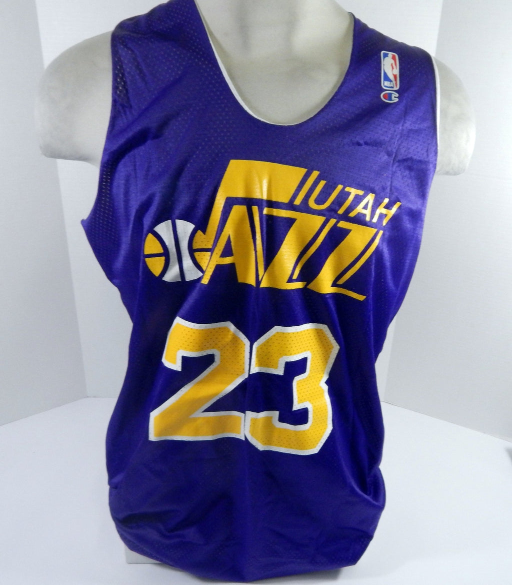 1990s Utah Jazz #23 Game Issued Purple White Practice Jersey DP55724 - DP55724