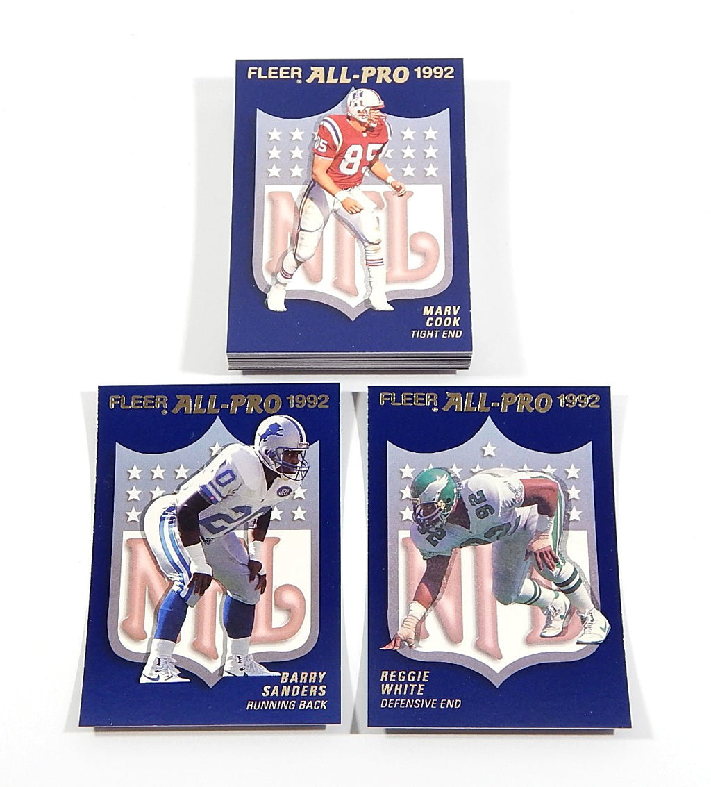 1992 Fleer All-Pro Football Complete Insert Set (24) Nm/Mt Barry Sanders White - 619683S
