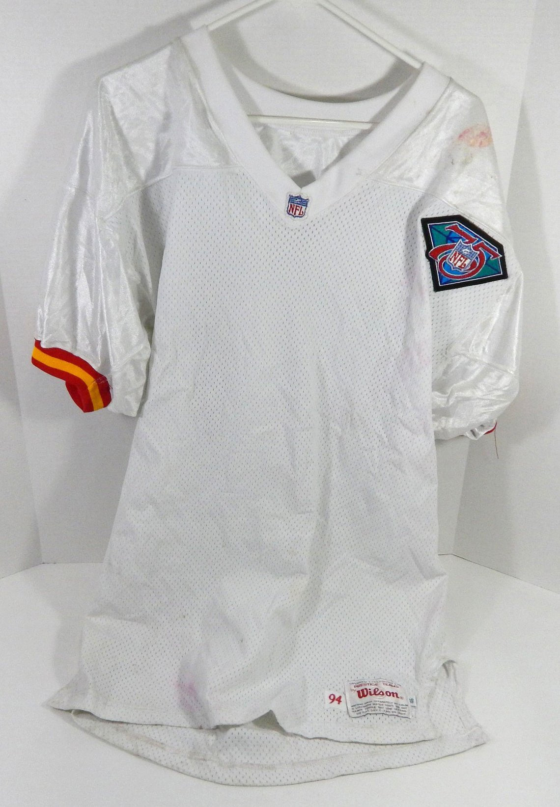 1994 Kansas City Chiefs Blank Game Issued White Jersey 75th Patch 46 DP60188 - DP60188
