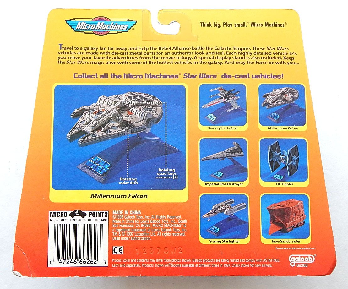 1996 Star Wars Micro Machines Millennium Falcon New In Pack Galoob 66260 - DJ045992