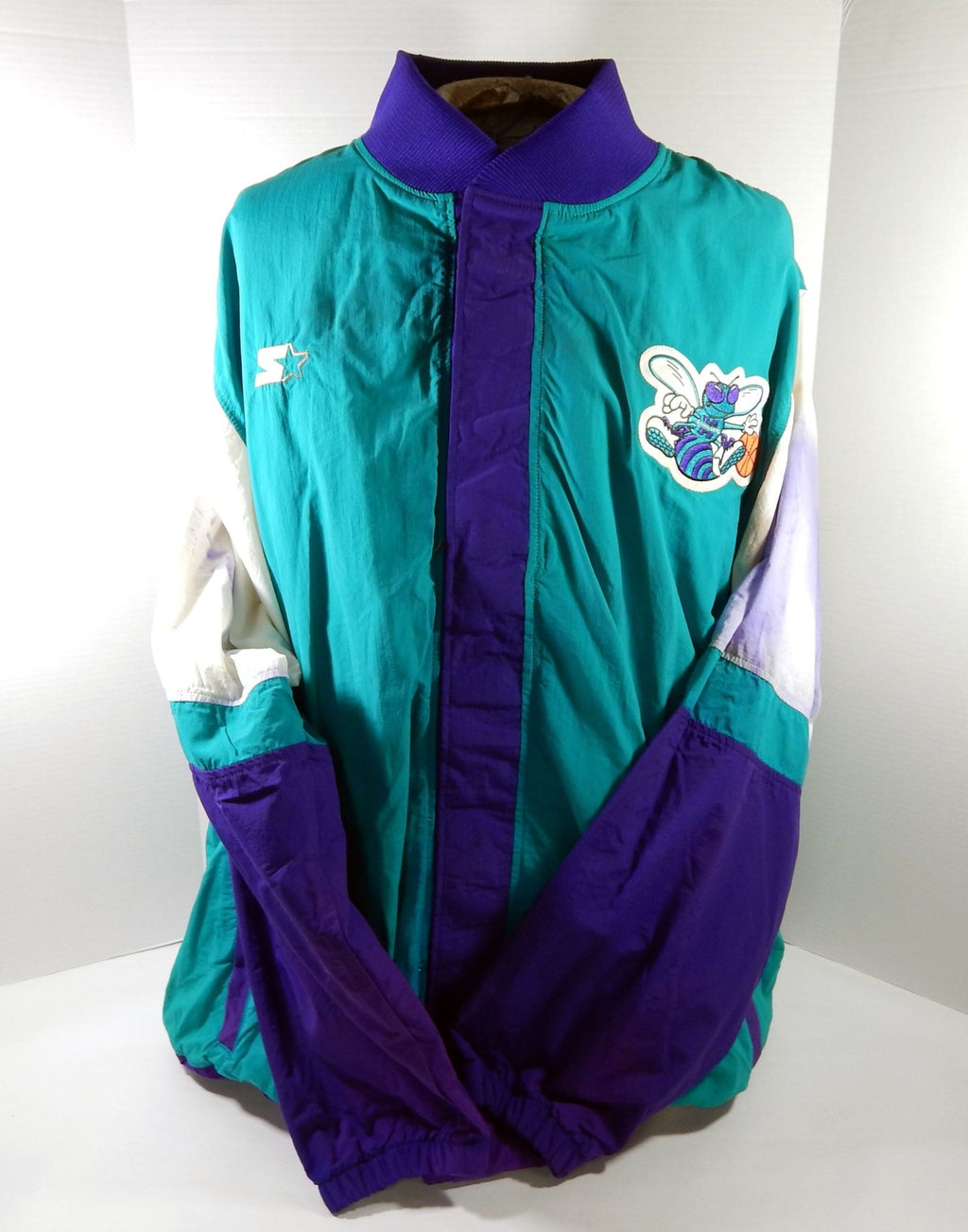 1997-98 Charlotte Hornets Game Issued Purple Teal Warm Up Jacket 52 DP60227 - DP60227
