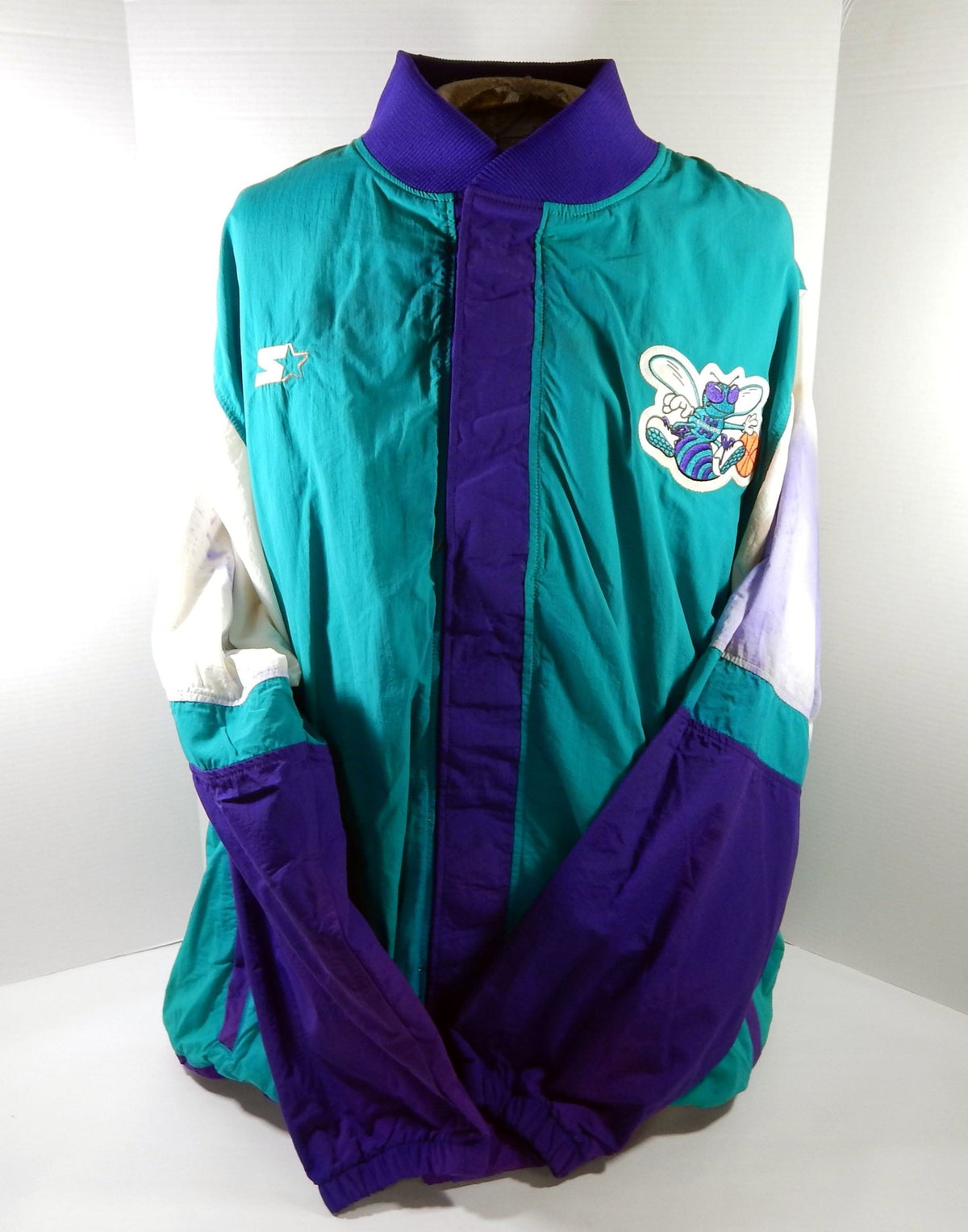 1997-98 Charlotte Hornets Game Issued Purple Teal Warm Up Jacket 52 DP60227 - DP60227