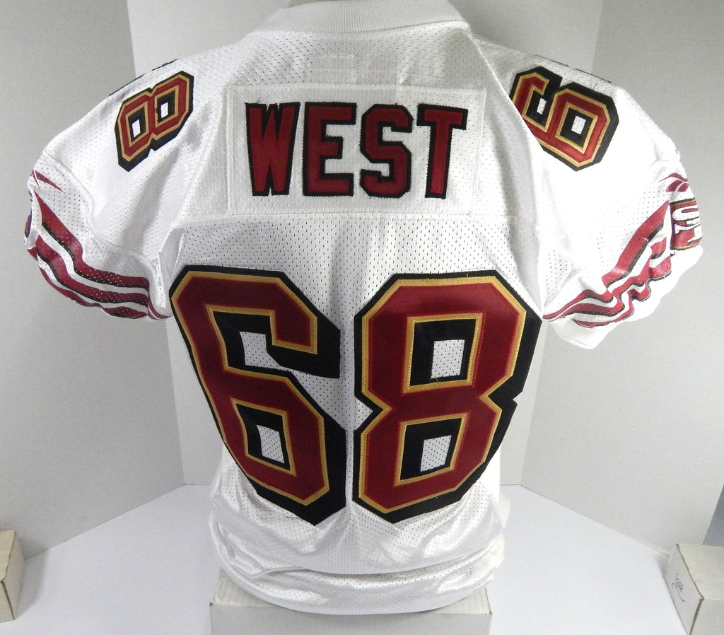 1998 San Francisco 49ers Derek West #68 Game Issued White Jersey 50 DP56862 - DP56862