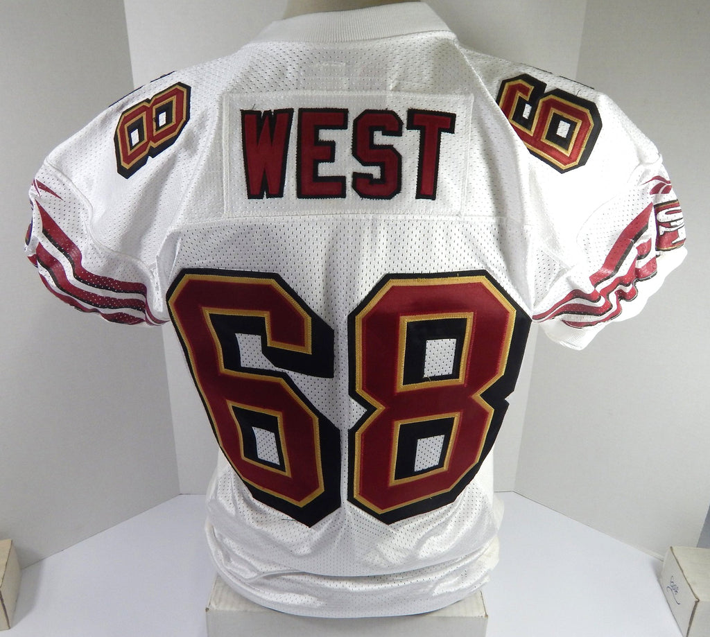 1998 San Francisco 49ers Derek West #68 Game Issued White Jersey 50 DP56862 - DP56862