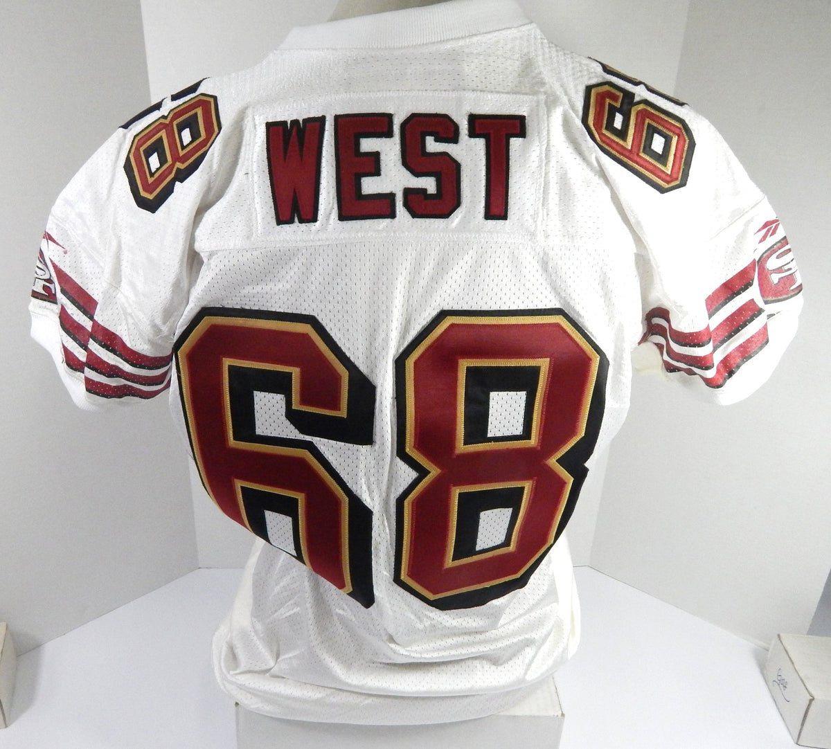 1998 San Francisco 49ers Derek West #68 Game Issued White Jersey 54 DP56861 - DP56861