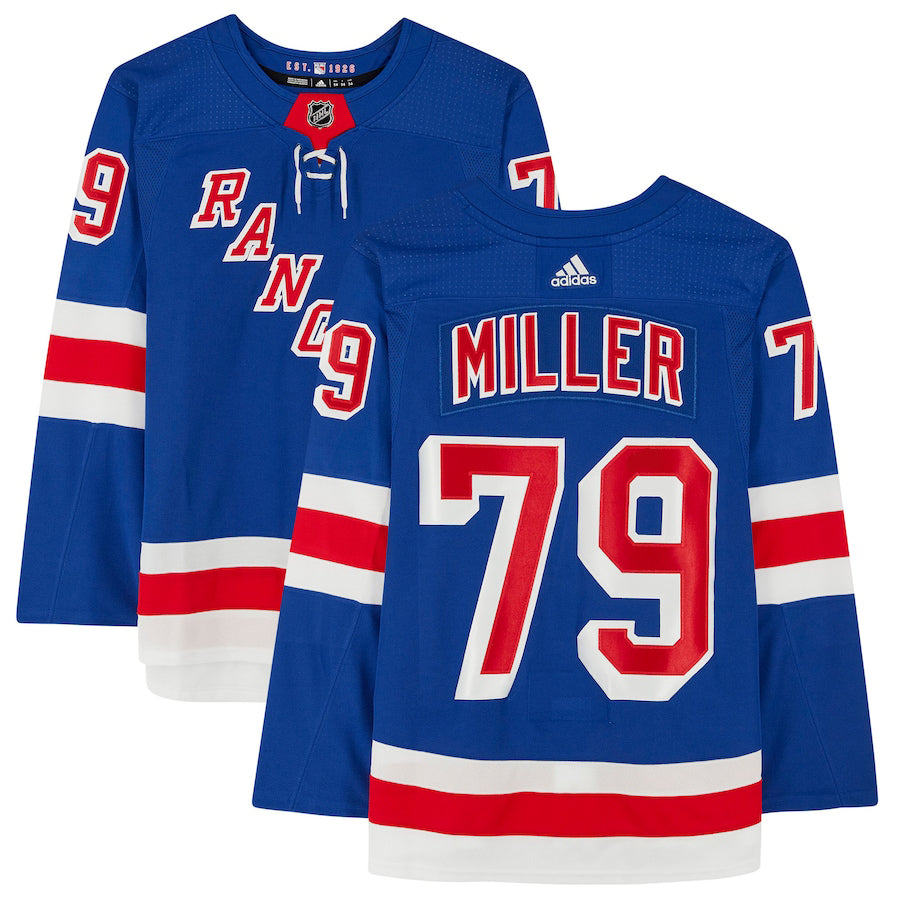 K'Andre Miller #79 New York Rangers Adidas Primegreen NHL Hockey Jersey Blue 52