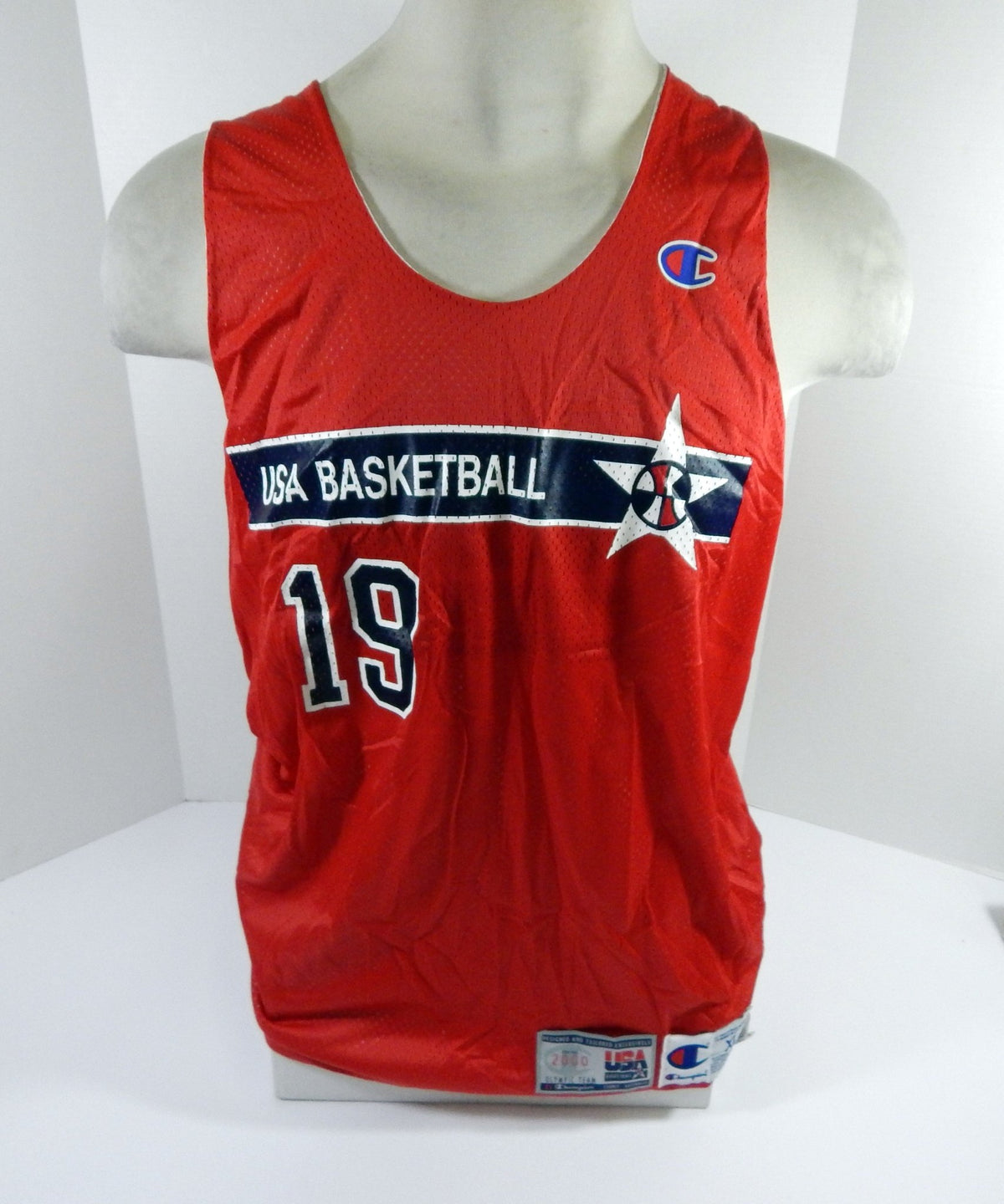 2000-01 Team USA Basketball Sales #19 Game Used Red Practice Jersey XL DP57950 - DP57950