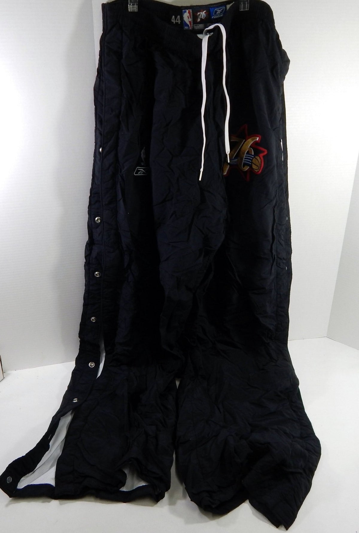 2000s Philadelphia 76ers #25 Game Used Black Tear Away Pants 44 DP61175 - DP61175