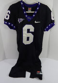 2000s Texas Christian Horned Frogs #6 Game Used Black Jersey Name Plate Rem M 5 - DP59115