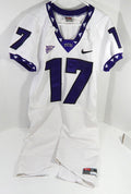 2000s Texas Christian TCU Horned Frogs #17 Game Used White Jersey NP R M 810 - DP58810