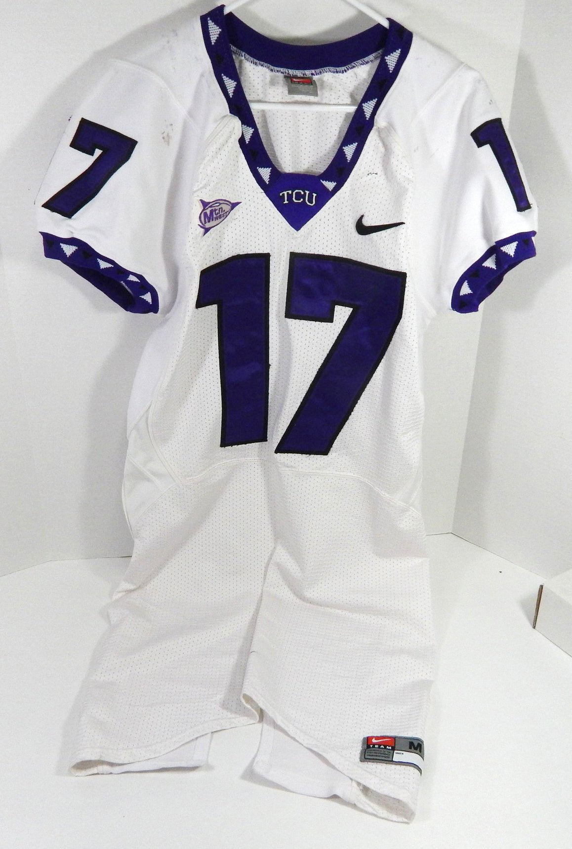 2000s Texas Christian TCU Horned Frogs #17 Game Used White Jersey NP R M 810 - DP58810