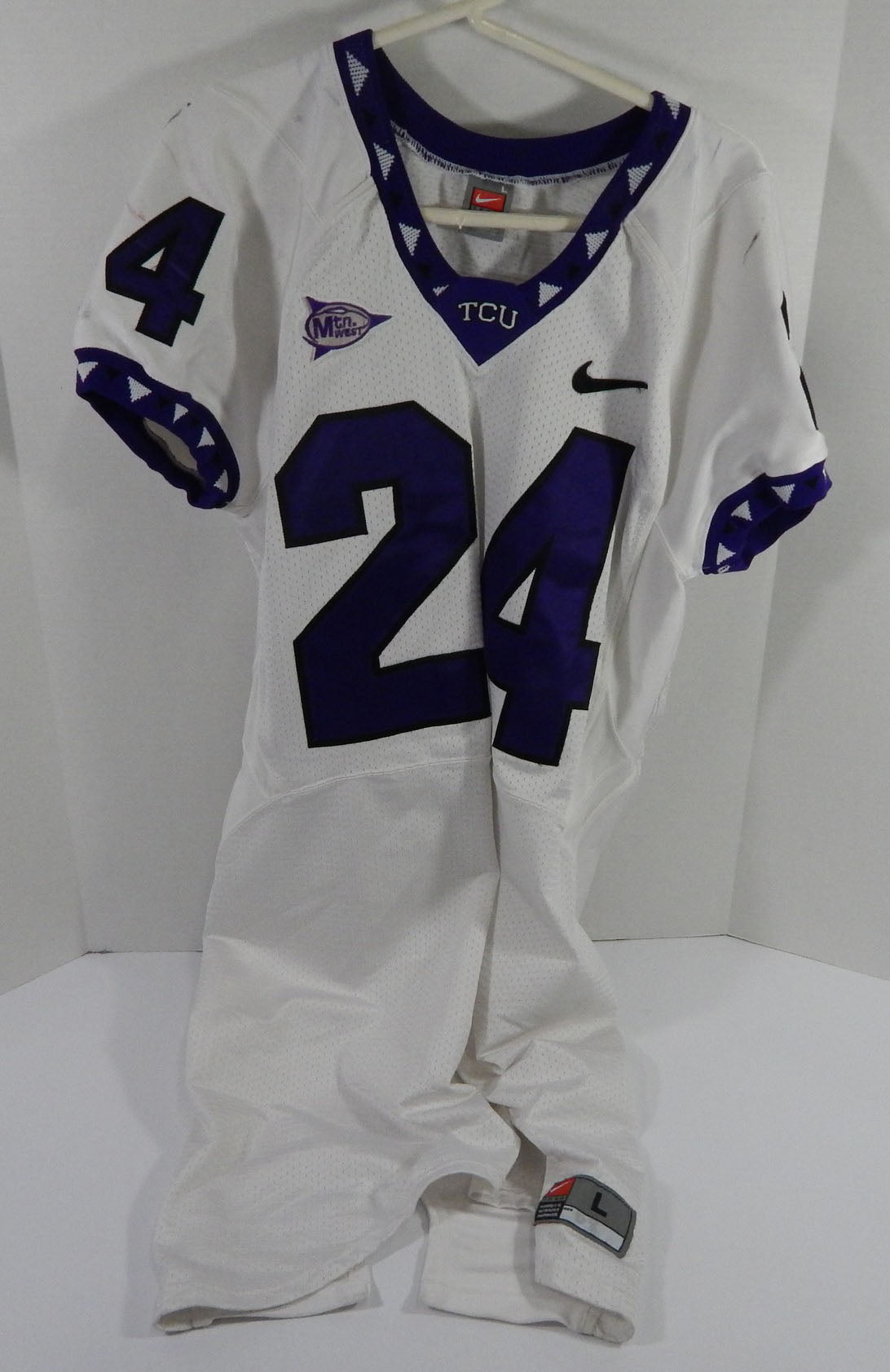 2000s Texas Christian TCU Horned Frogs #24 Game Used White Jersey NP Rem L 24 - DP59124