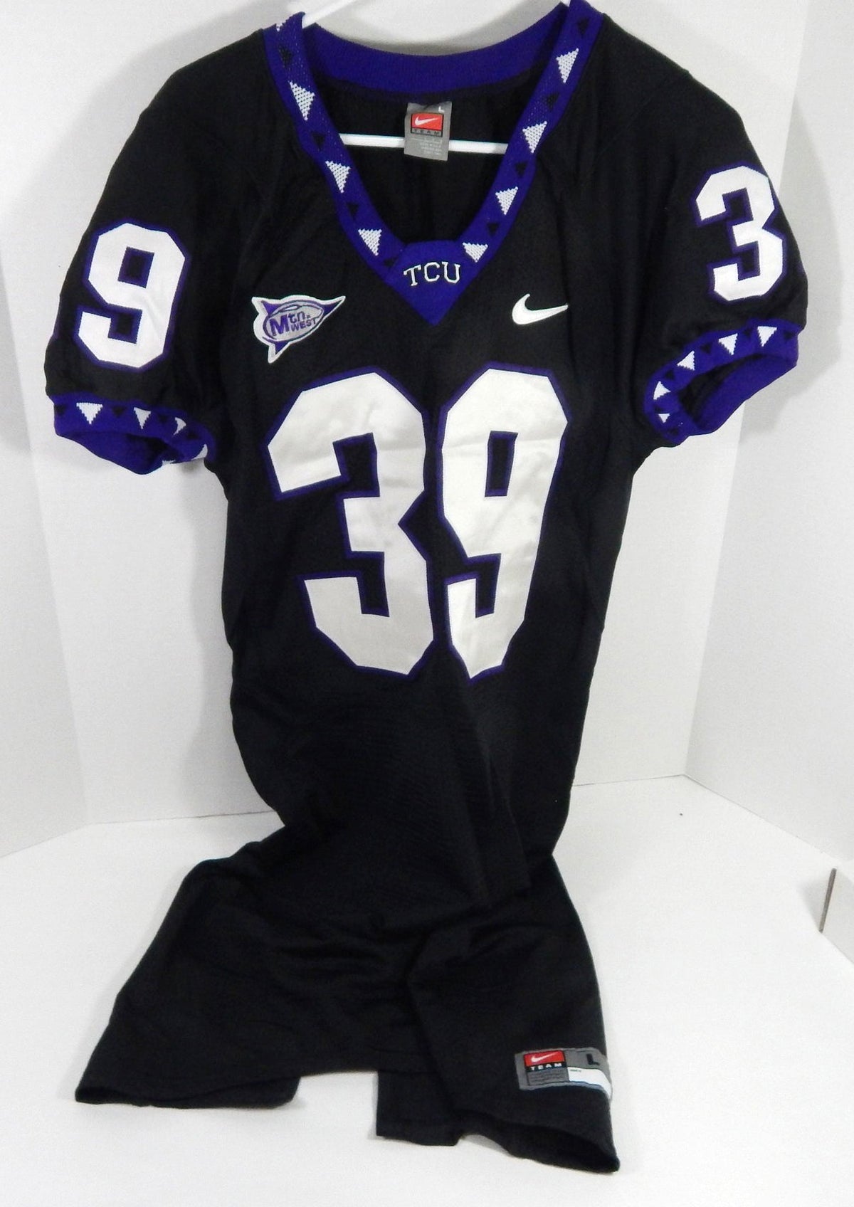 2000s Texas Christian TCU Horned Frogs #39 Game Used Black Jersey NP Rem L 3 - DP58803