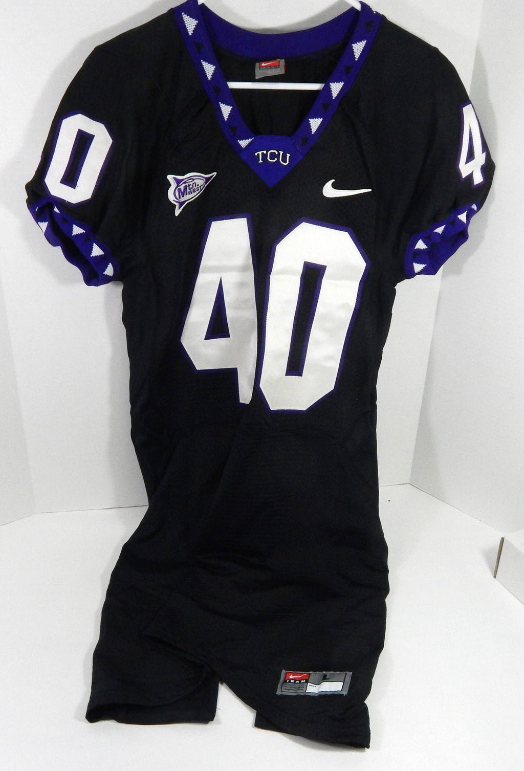 2000s Texas Christian TCU Horned Frogs #40 Game Used Black Jersey NP Rem L D8802 - DP58802