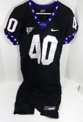 2000s Texas Christian TCU Horned Frogs #40 Game Used Black Jersey NP Rem L D8802 - DP58802