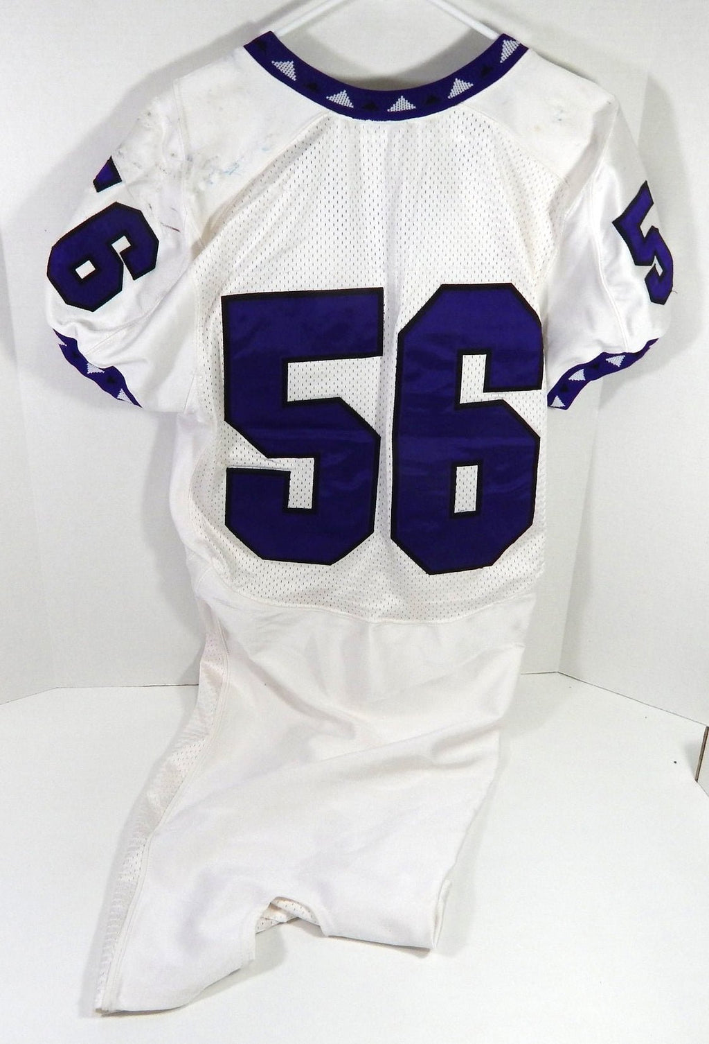 2000s Texas Christian TCU Horned Frogs #56 Game Used White Jersey NP Rem L 791 - DP58791