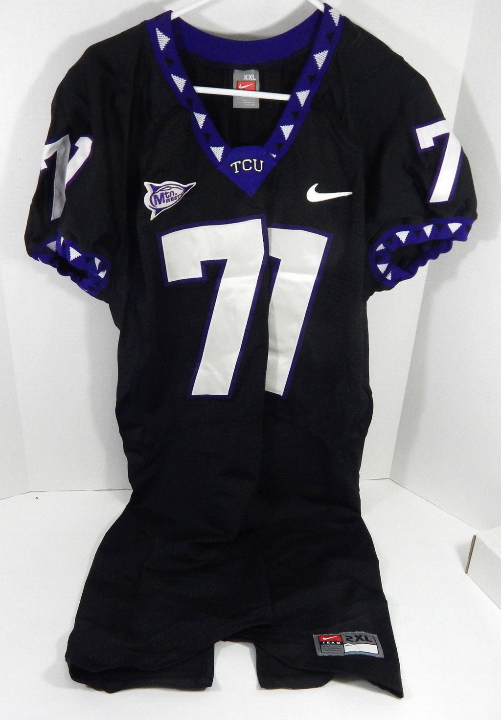 2000s Texas Christian TCU Horned Frogs #71 Game Used Black Jersey NP Rem XXL 800 - DP58800