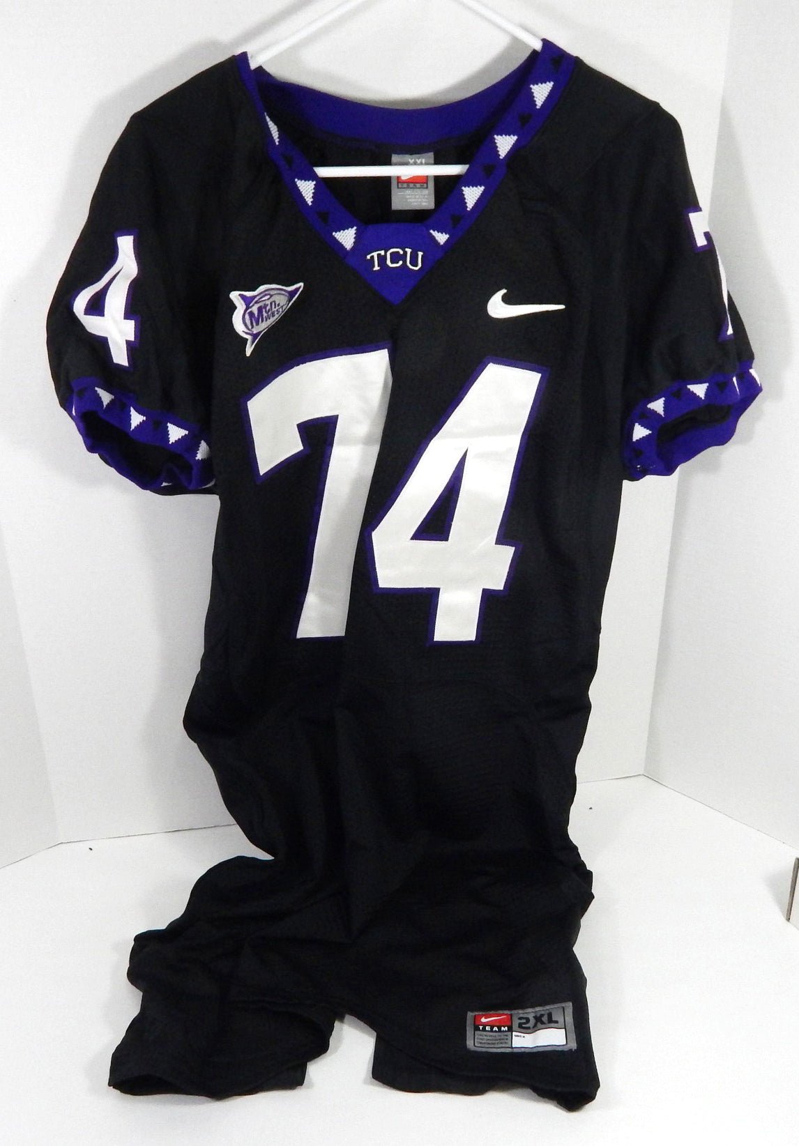2000s Texas Christian TCU Horned Frogs #74 Game Used Black Jersey NP Rem XXL 799 - DP58799
