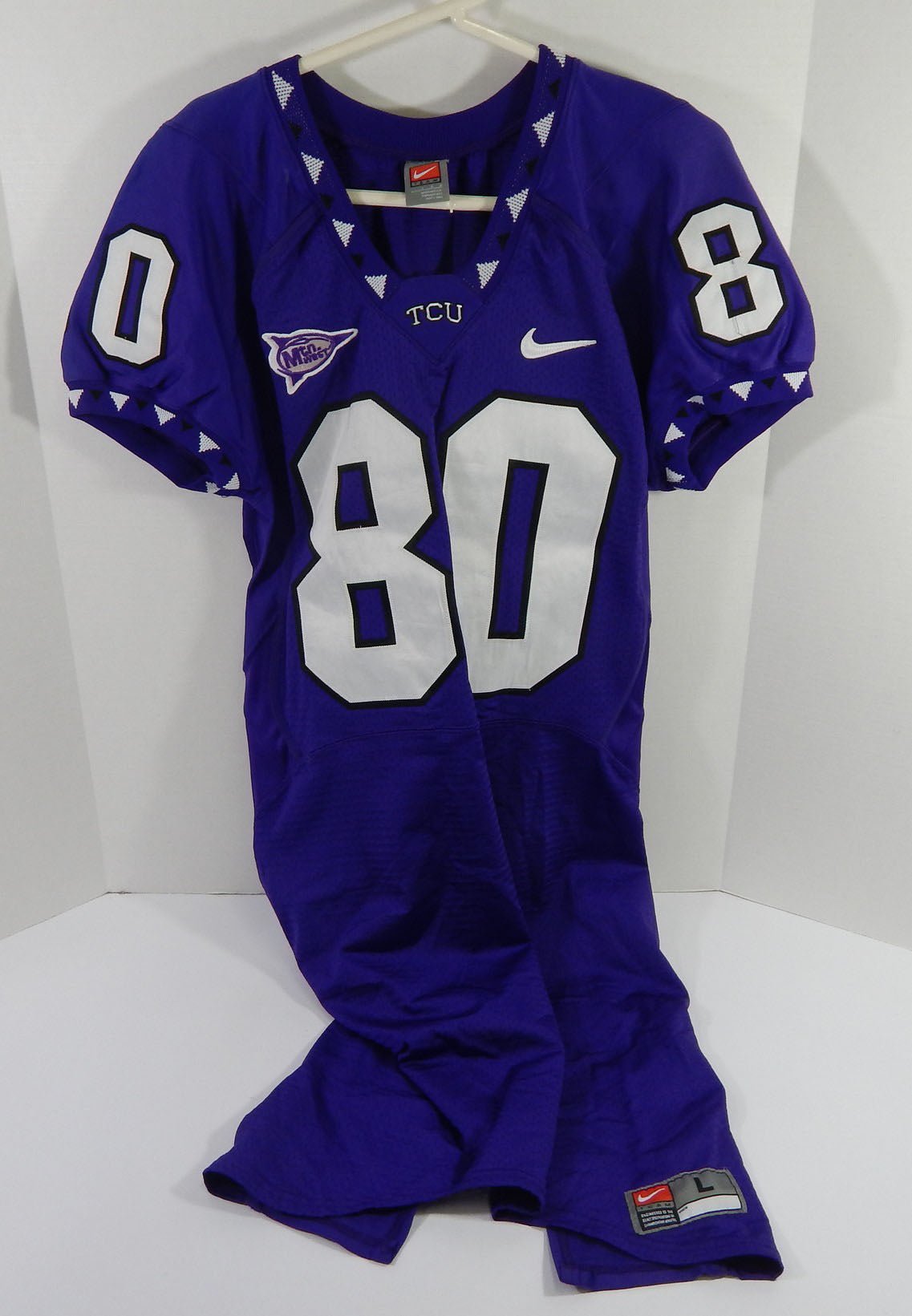 2000s Texas Christian TCU Horned Frogs #80 Game Used Purple Jersey NP Rem L 5 - DP59125