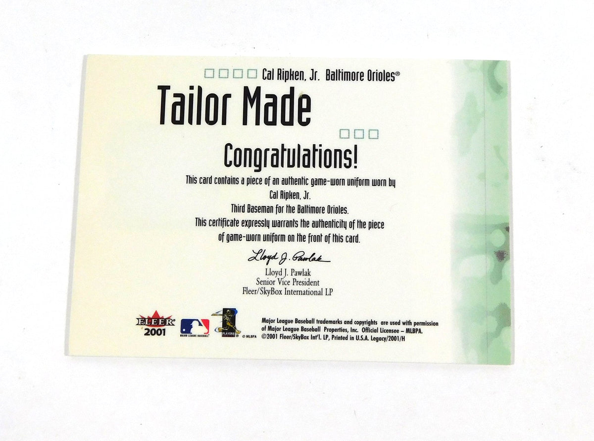 2001 Fleer Legacy Cal Ripken Jr. Tailor Made Game Used Jersey Orioles - DA059529