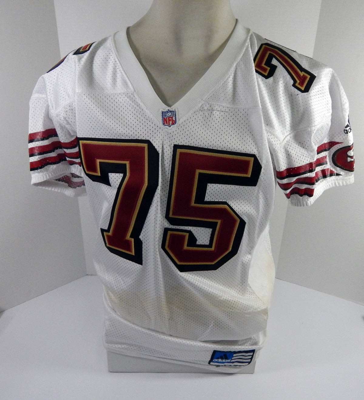 2001 San Francisco 49ers Greer #75 Game Issued White Jersey 48 DP57978 - DP57978