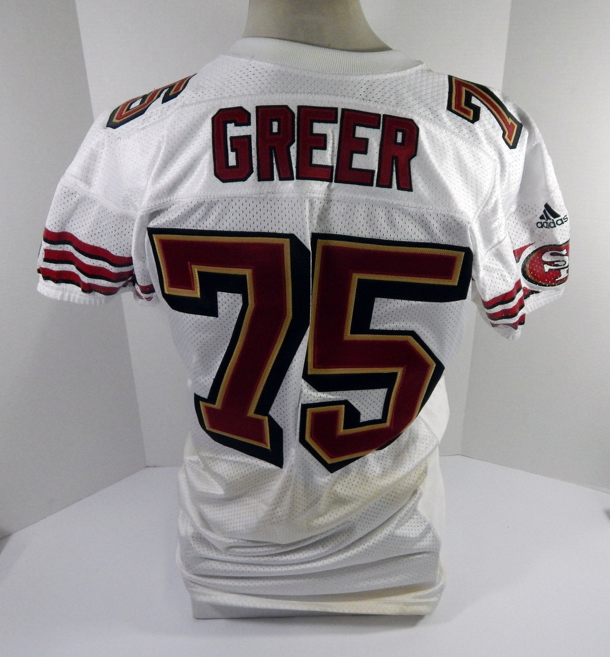 2001 San Francisco 49ers Greer #75 Game Issued White Jersey 48 DP57978 - DP57978
