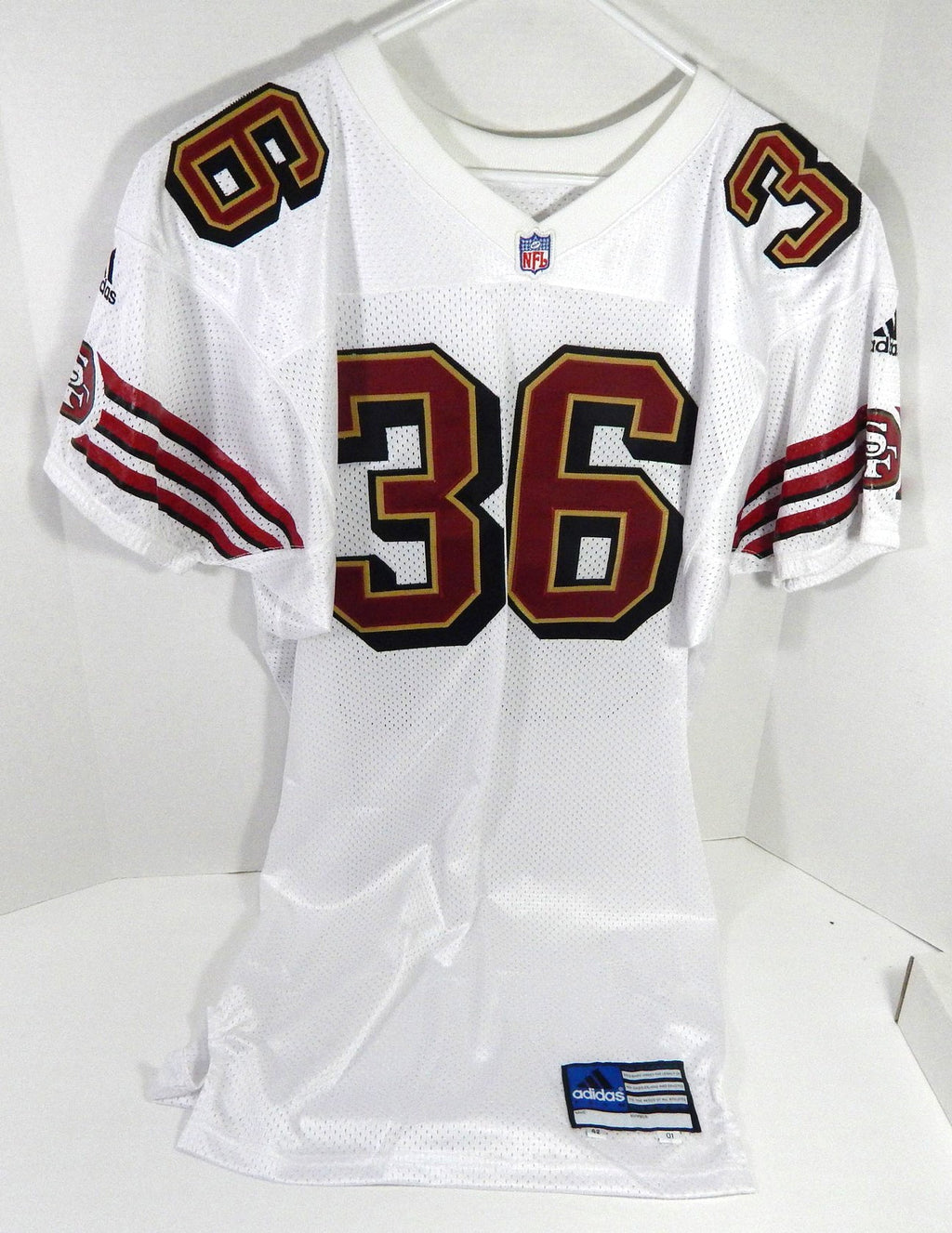 2001 San Francisco 49ers Jason Webster #36 Game Issued White Jersey 42 DP58906 - DP58906